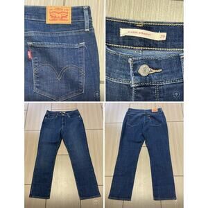 streetwear Levis Classic straight jeans 8m 29x29 hi rise dark wash stretch denim